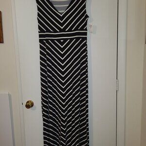 NWT, A.P.T. - Blue/Beige Long Knit Maxi Dress, Size L